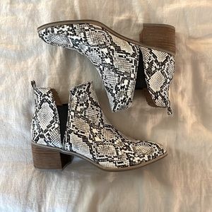 Dr. Scholls Leather Snakeskin Ankle Booties.